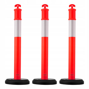 TRAFFIC DELINEATOR POSTS VEVOR SET OF 3, 114 CM, FILLABLE BASE