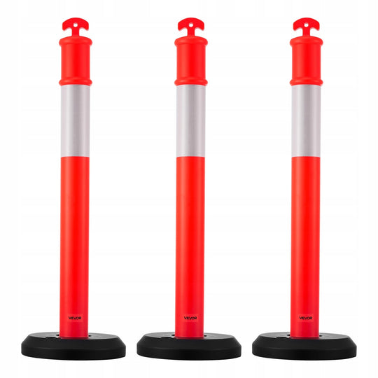 TRAFFIC DELINEATOR POSTS VEVOR SET OF 3, 114 CM, FILLABLE BASE