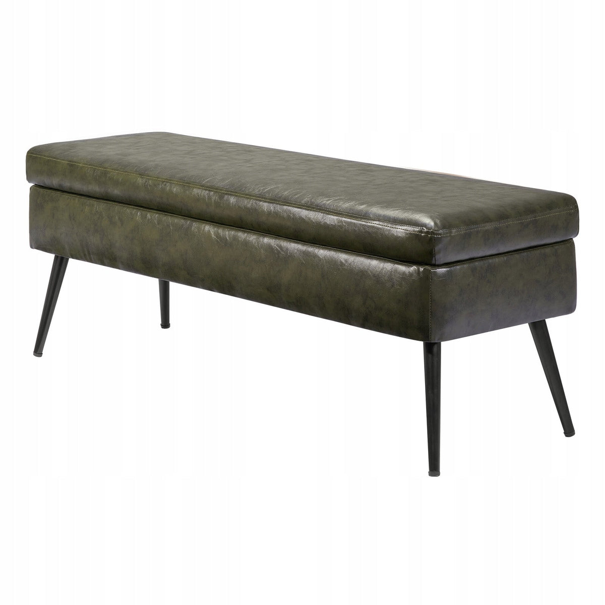 VEVOR OTTOMAN BENCH FAUX LEATHER WITH STORAGE 400X1200X450 MM STRONG GREEN