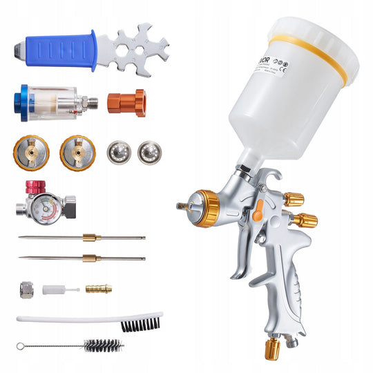 VEVOR HVLP SPRAY GUN WITH 3 NOZZLES 600ML AIR ADJUSTMENT