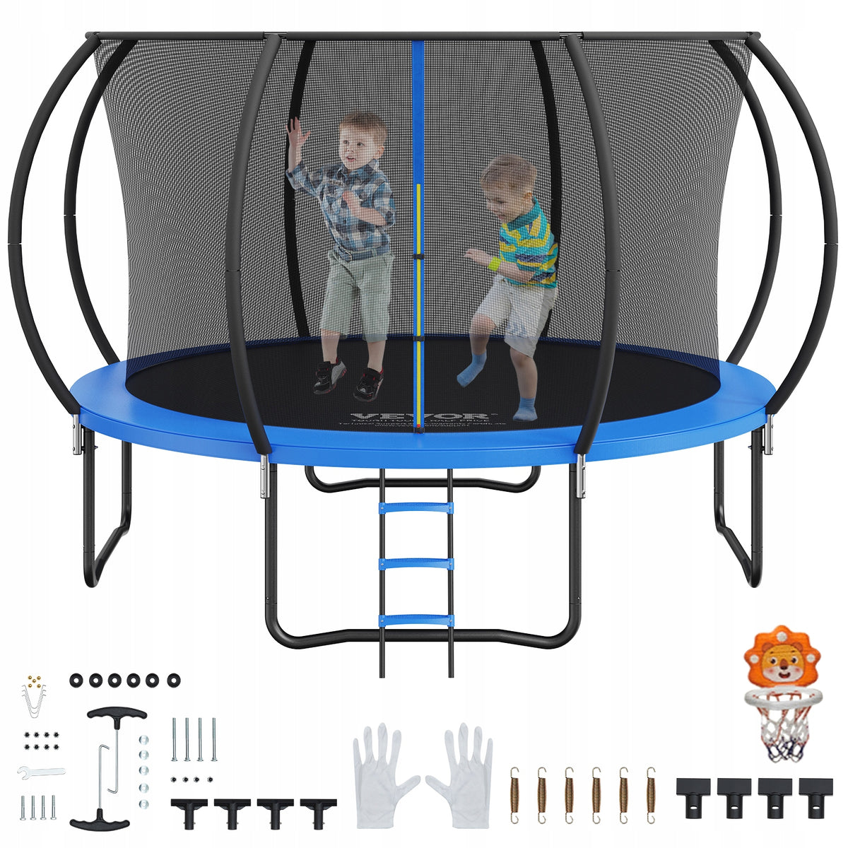 PROFESSIONAL VEVOR 12FT GARDEN TRAMPOLINE WITH NET AND LADDER 86 CM FOR