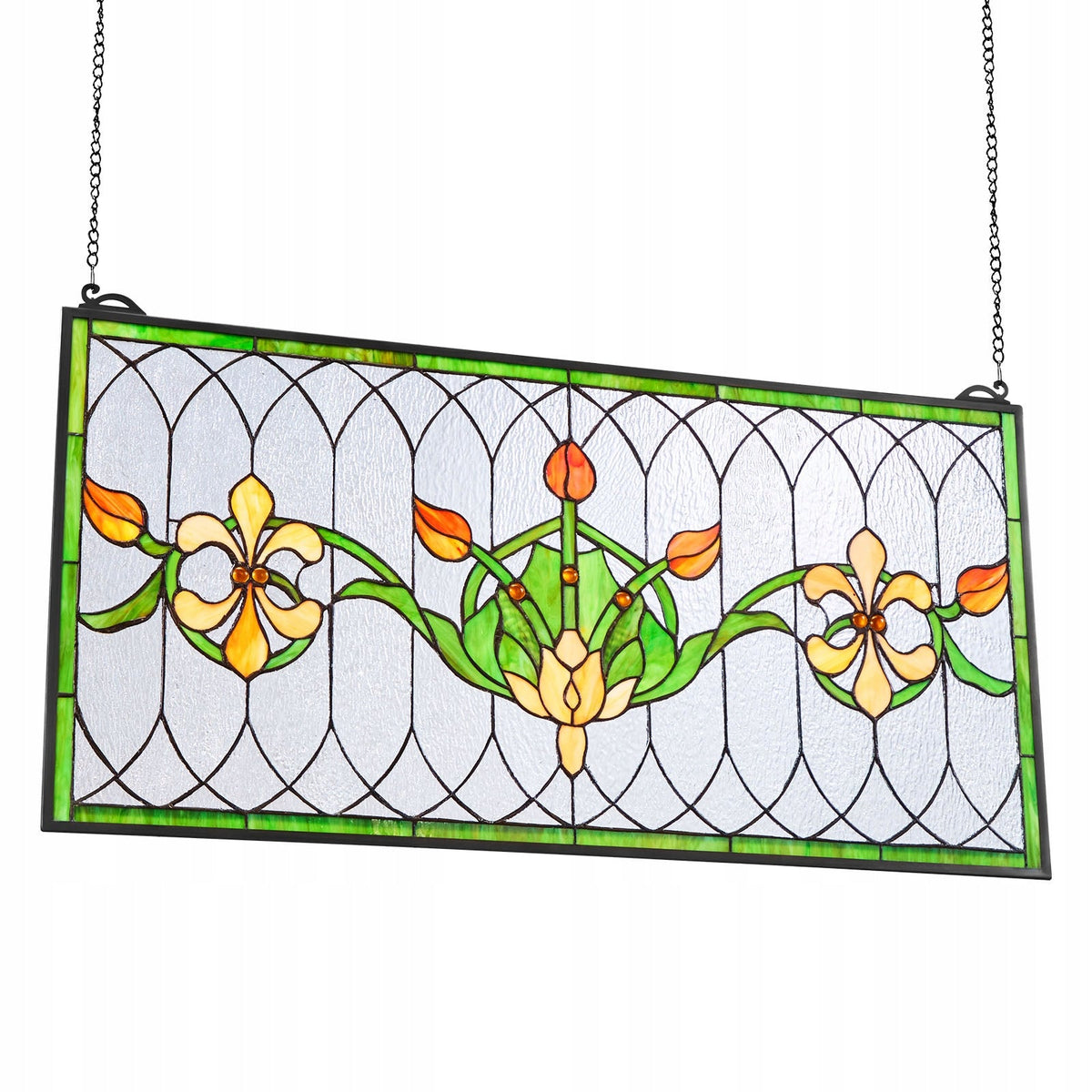 VEVOR Stained Glass Panel 810x433 MM Hanging Glass with Chain Sturdy Decor