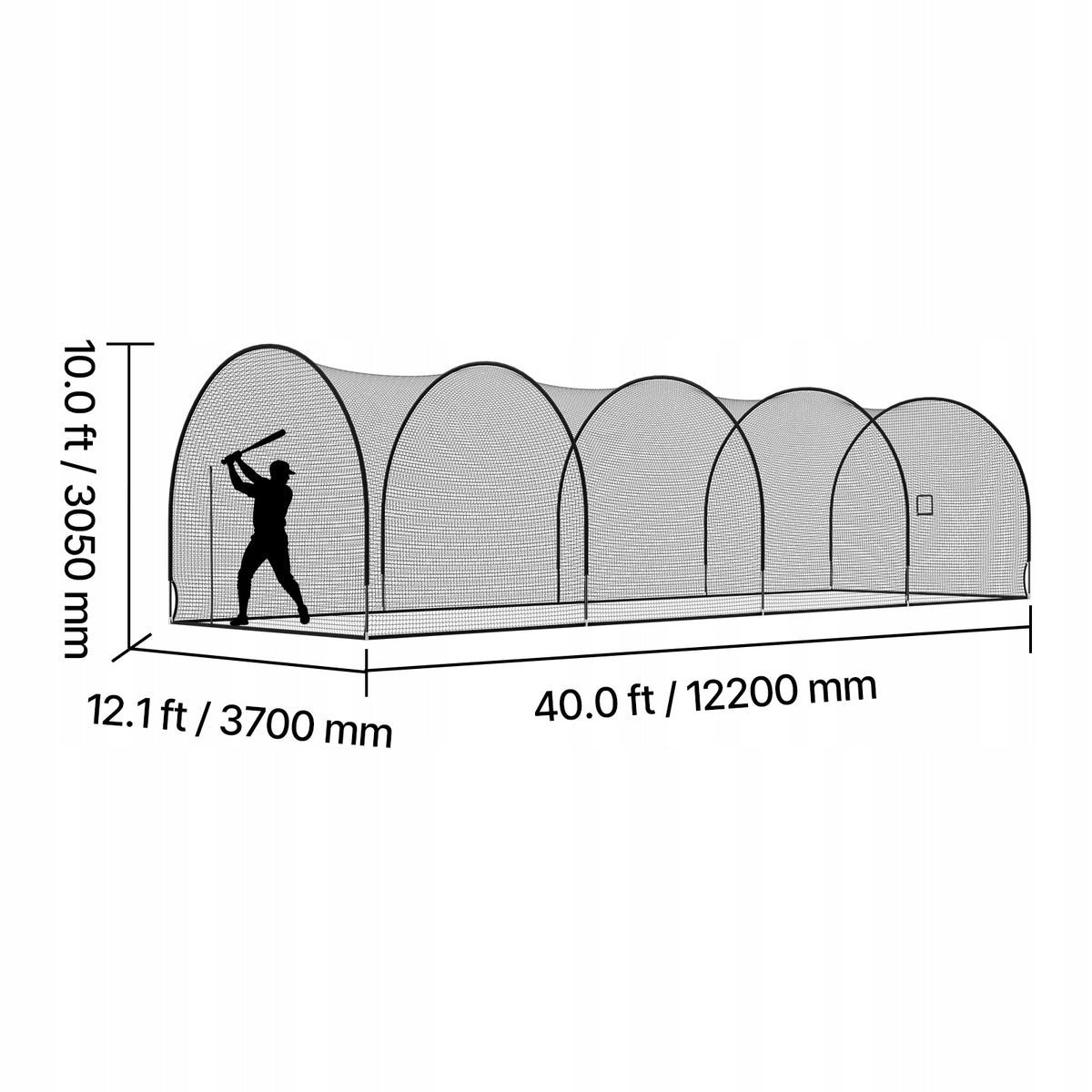 VEVOR BASEBALL BATTING CAGE NET 1220X370X305 CM PROFESSIONAL STRONG
