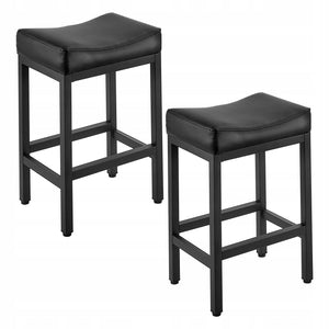 VEVOR BAR STOOLS SET OF 2 PU LEATHER BLACK STRONG SOLID