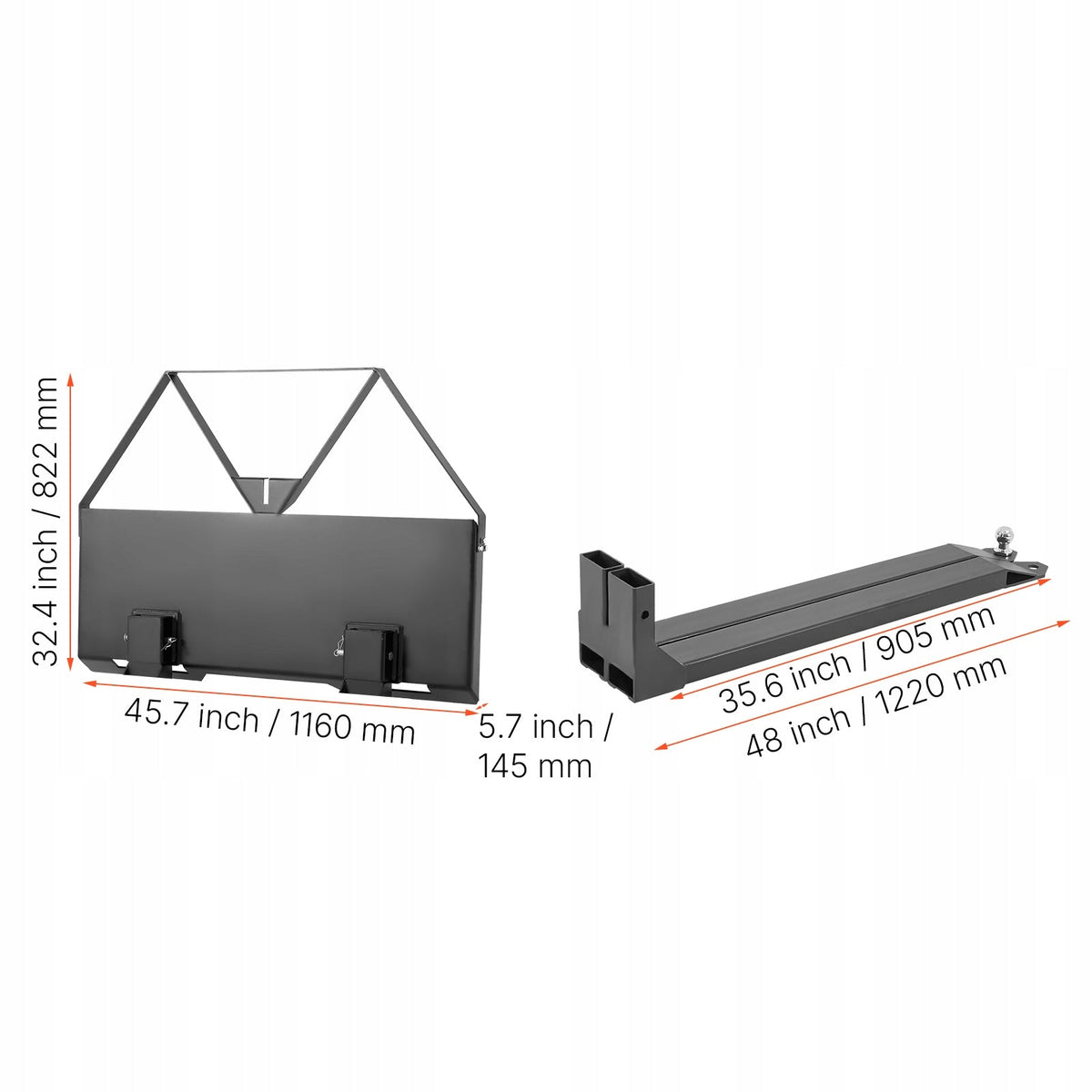 VEVOR QUICK ATTACH PALLET FORKS FOR WHEEL LOADERS 1179 KG HEAVY DUTY