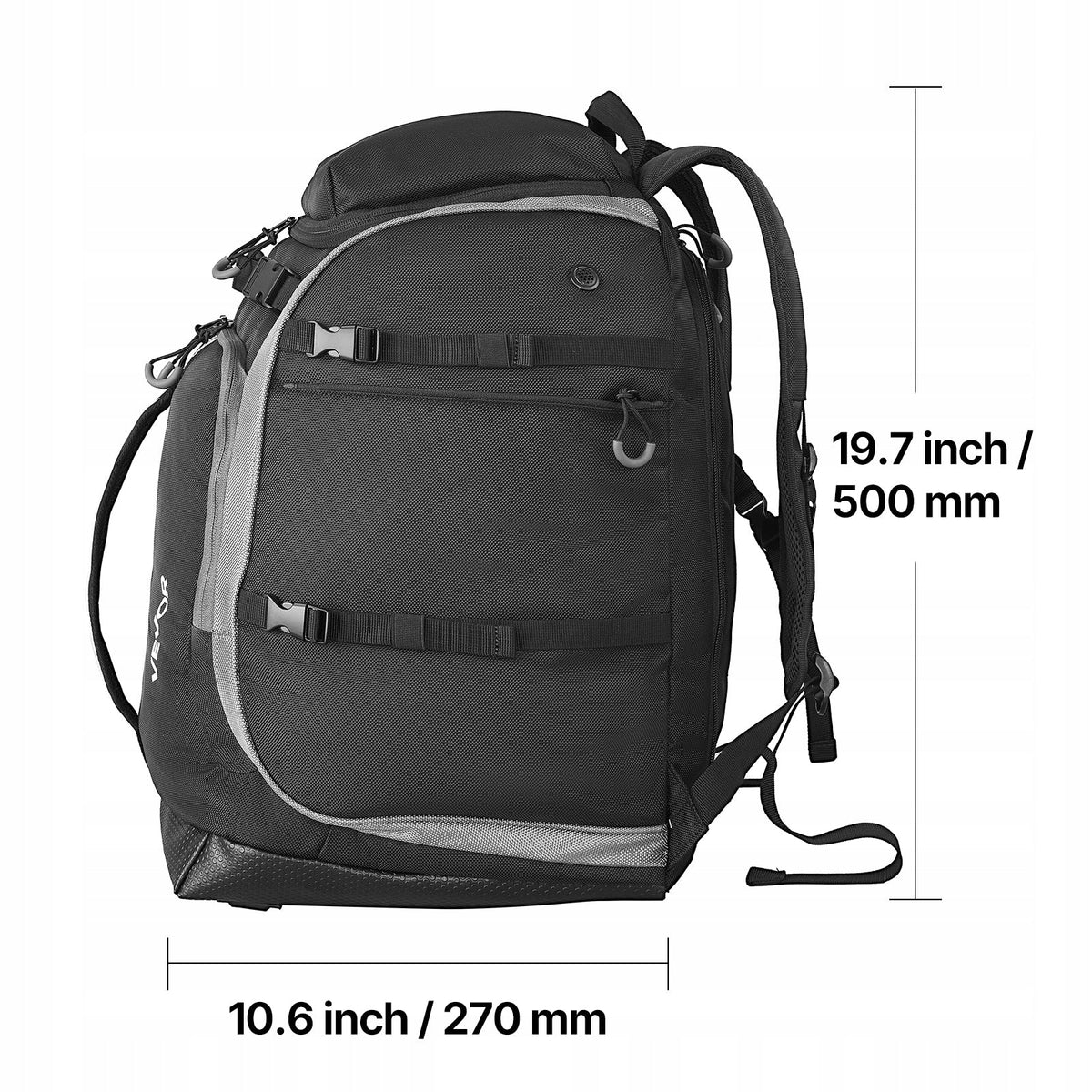 VEVOR SKI BOOT BAG TRAVEL BACKPACK 65L WATERPROOF BLACK
