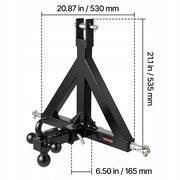 VEVOR 3-Point 2 Inch Receiver Hitch with 3 Balls, Solid and Durable