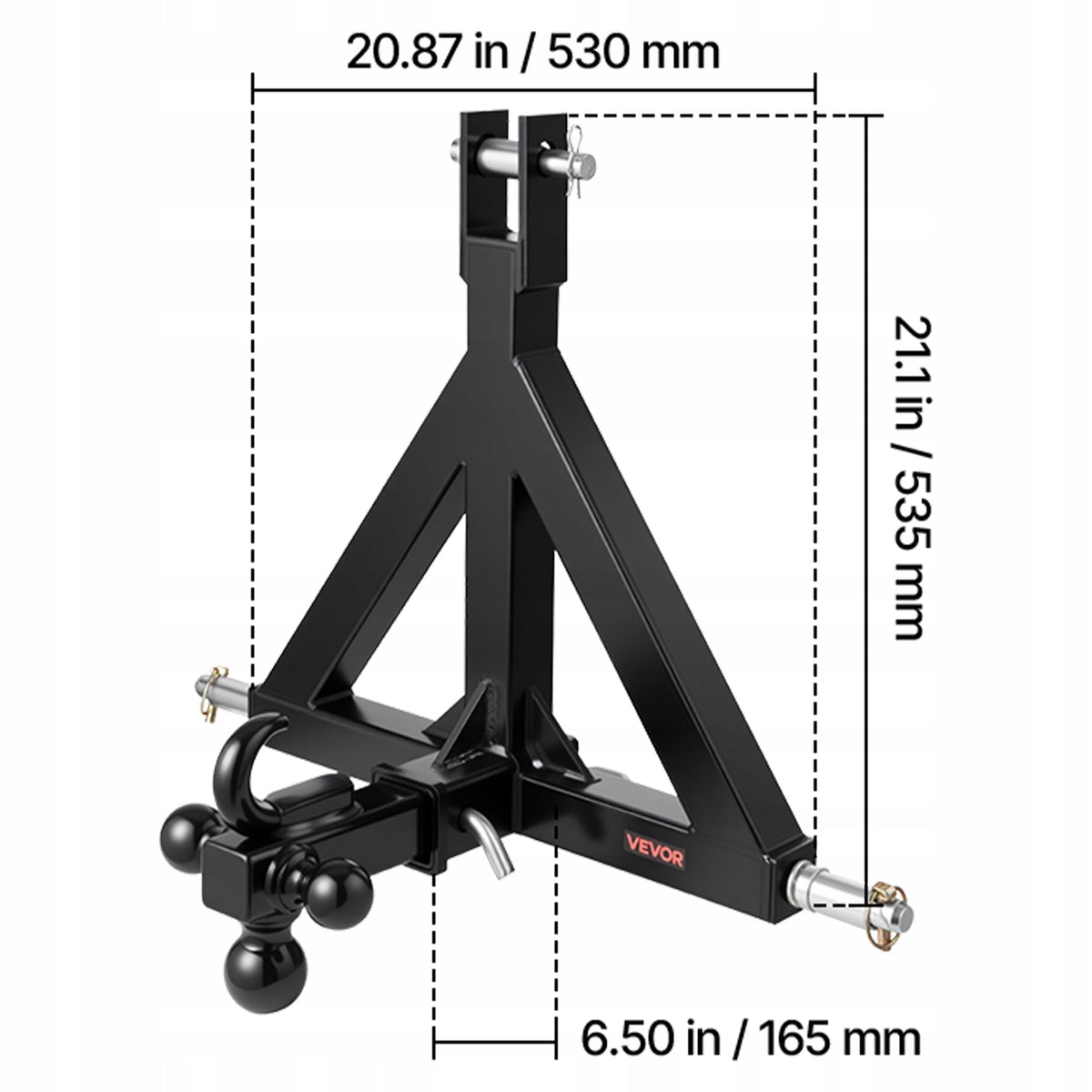 VEVOR 3-Point 2 Inch Receiver Hitch with 3 Balls, Solid and Durable