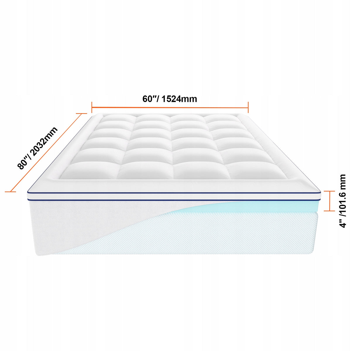 VEVOR MATTRESS PROTECTOR TOPPER GEL MEMORY FOAM 4 QUEEN PREMIUM