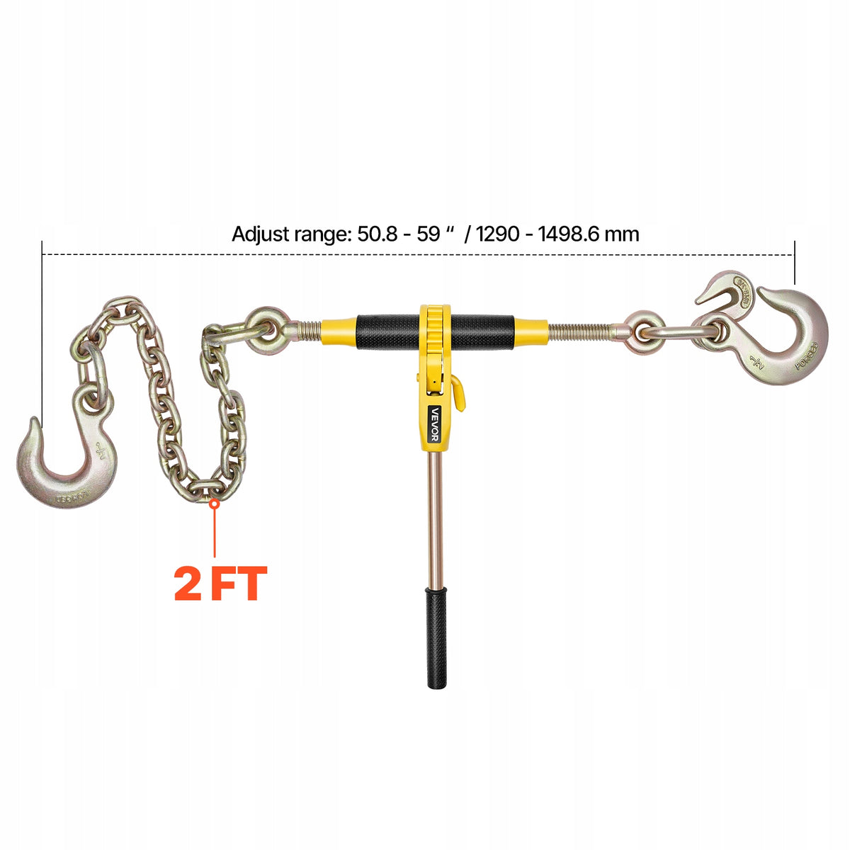 VEVOR PROFESSIONAL RATCHET LOAD BINDER WITH G80 CHAINS 10 MM X 62 CM