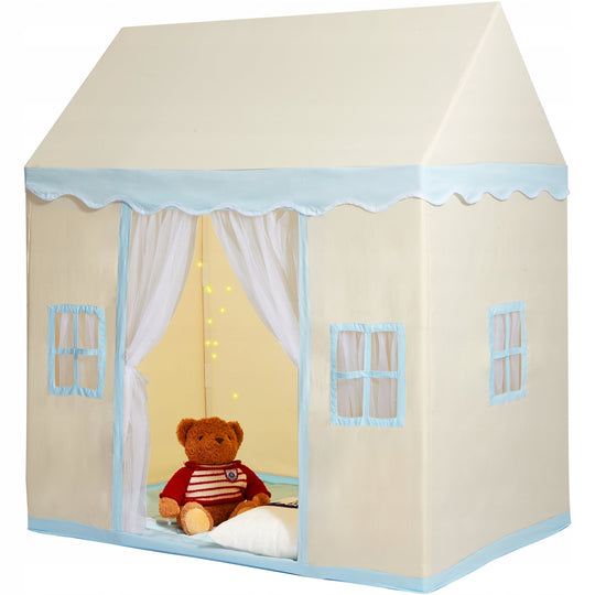 VEVOR KIDS PLAY TENT 1-5 YEARS OLD BEIGE STURDY WITH LIGHT AND MAT