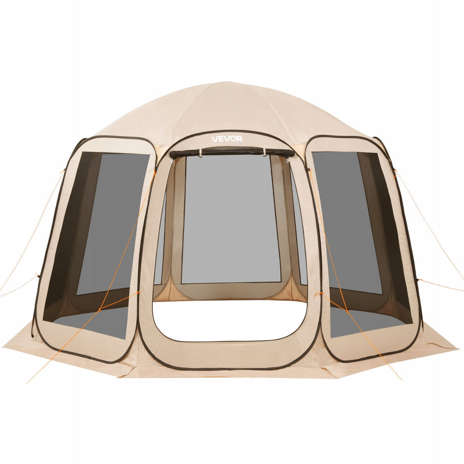 VEVOR 365X335CM POP-UP TENT PORTABLE 12-PERSON CAMPING TENT BEIGE
