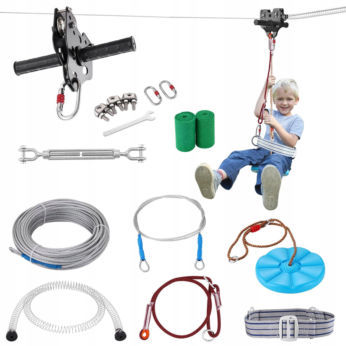 VEVOR ZIPLINE CABLE RAILWAY FOR CHILDREN 24-38M STRONG STAINLESS STEEL