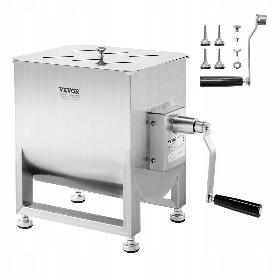 VEVOR POWERFUL 60L MANUAL MEAT MIXER STAINLESS STEEL ADJUSTABLE FEET