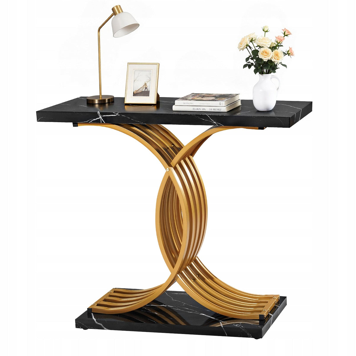 VEVOR CONSOLE TABLE 100X30X81 CM BLACK GOLD MODERN STURDY STRONG