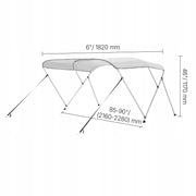 VEVOR BIMINI TOP BOAT COVER 3 ARCHES 600D POLYESTER ALUMINUM STRONG