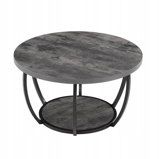 VEVOR TWO-TIER ROUND COFFEE TABLE SOLID METAL FRAME 80.5CM