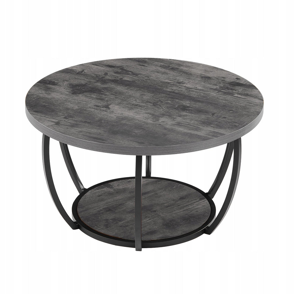 VEVOR TWO-TIER ROUND COFFEE TABLE SOLID METAL FRAME 80.5CM