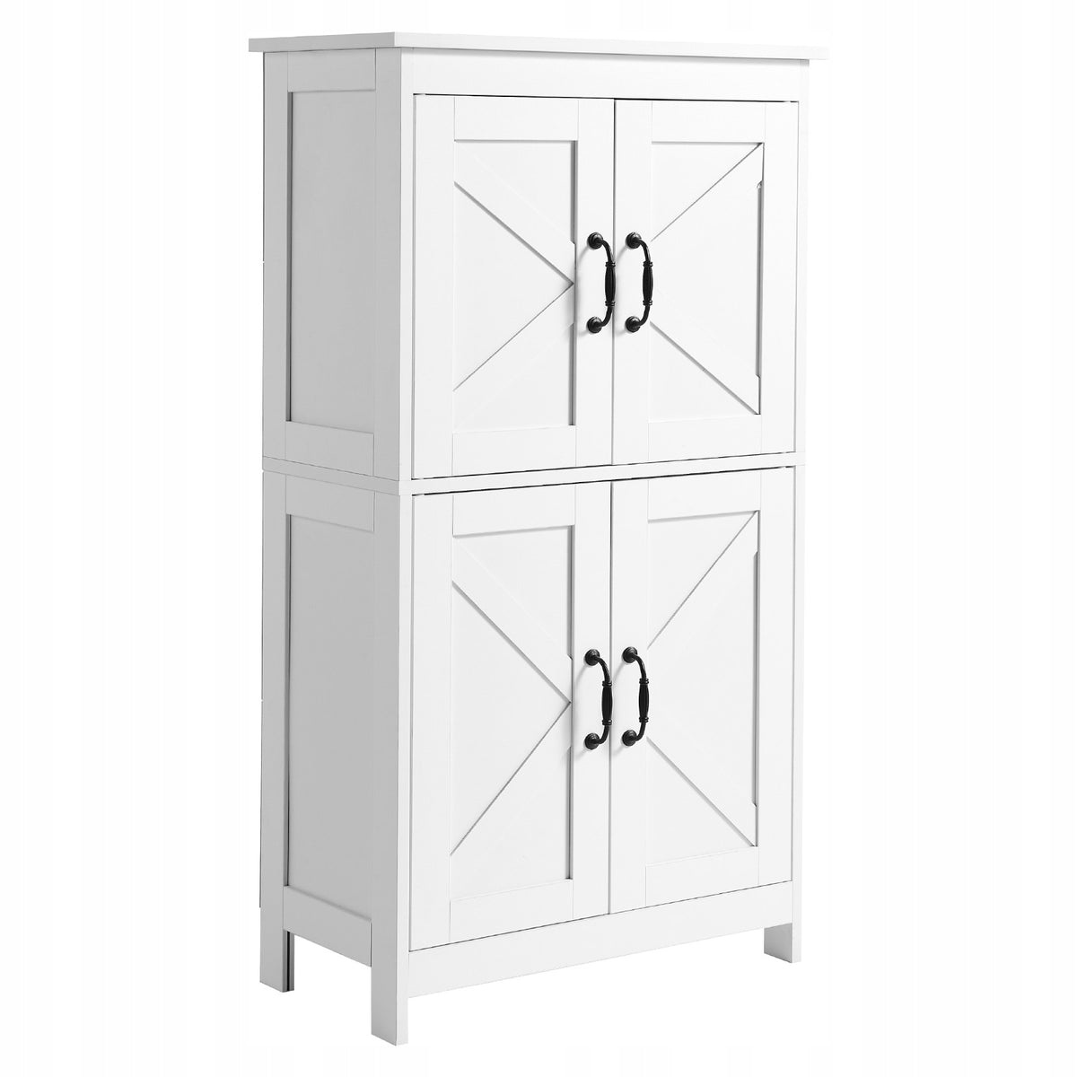 VEVOR WOODEN BATHROOM CABINET 4 SHELVES 4 DOORS WHITE ADJUSTABLE PREMIUM