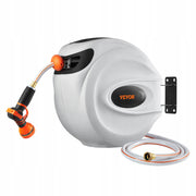VEVOR GARDEN HOSE REEL 12 MM X 40 M HEAVY-DUTY WALL MOUNT WITH 9-FUNCTION NOZZLE
