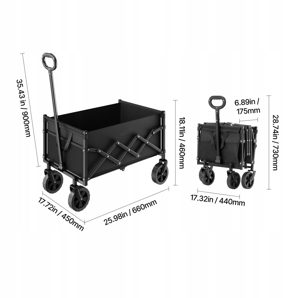VEVOR FOLDING HAND CART 102 KG ALL-TERRAIN WHEELS STRONG BLACK