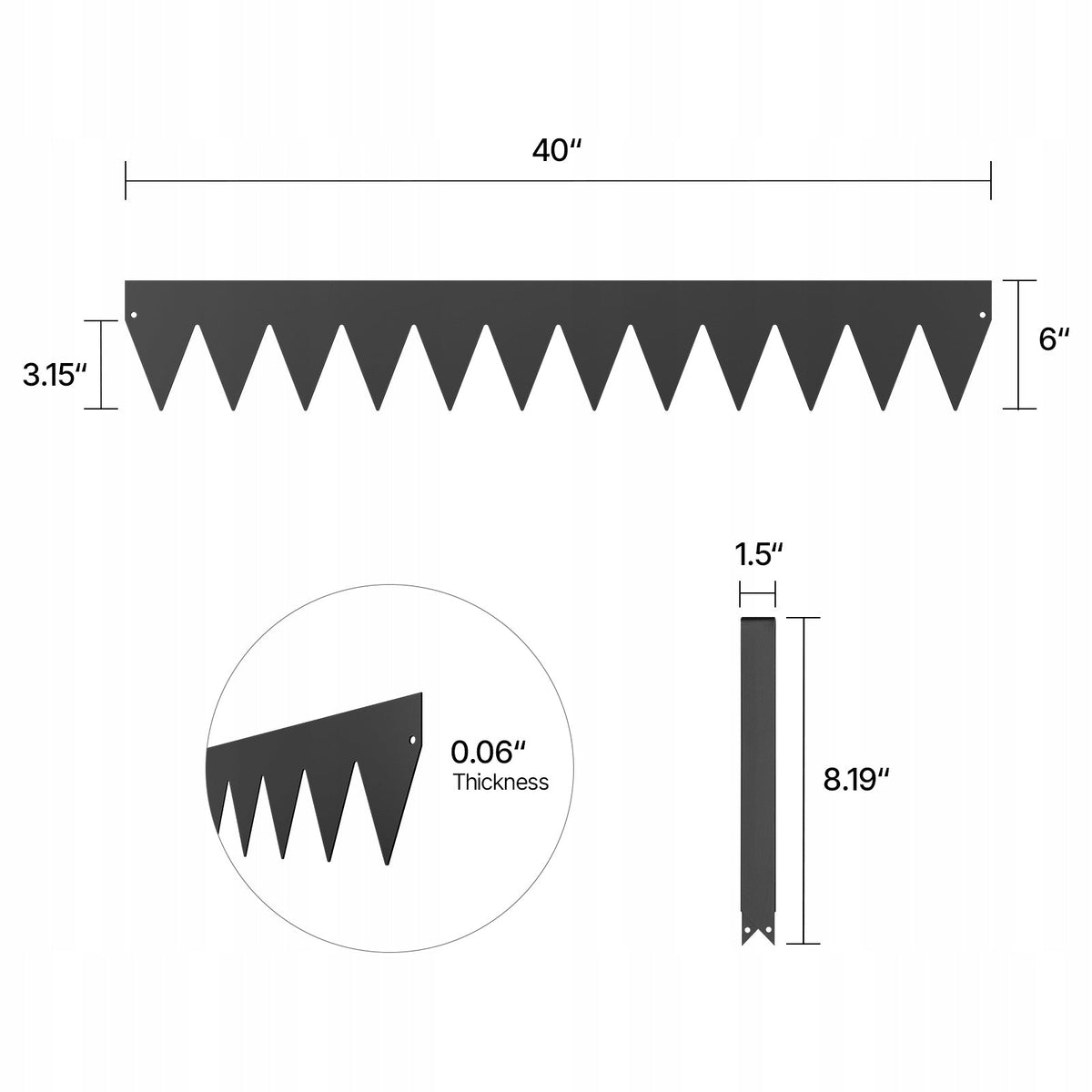 VEVOR Lawn Edging 3 PCS 38X208MM Galvanized Steel Heavy Duty
