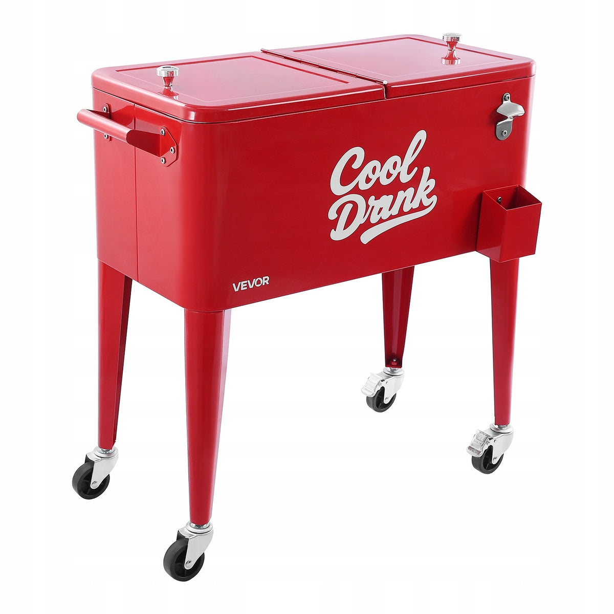 VEVOR 75.71L COOLER CART FOR 50 BOTTLES 110 CANS STRONG RED