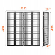 VEVOR 4-PANEL JAPANESE FOLDING WOODEN ROOM DIVIDER BLACK
