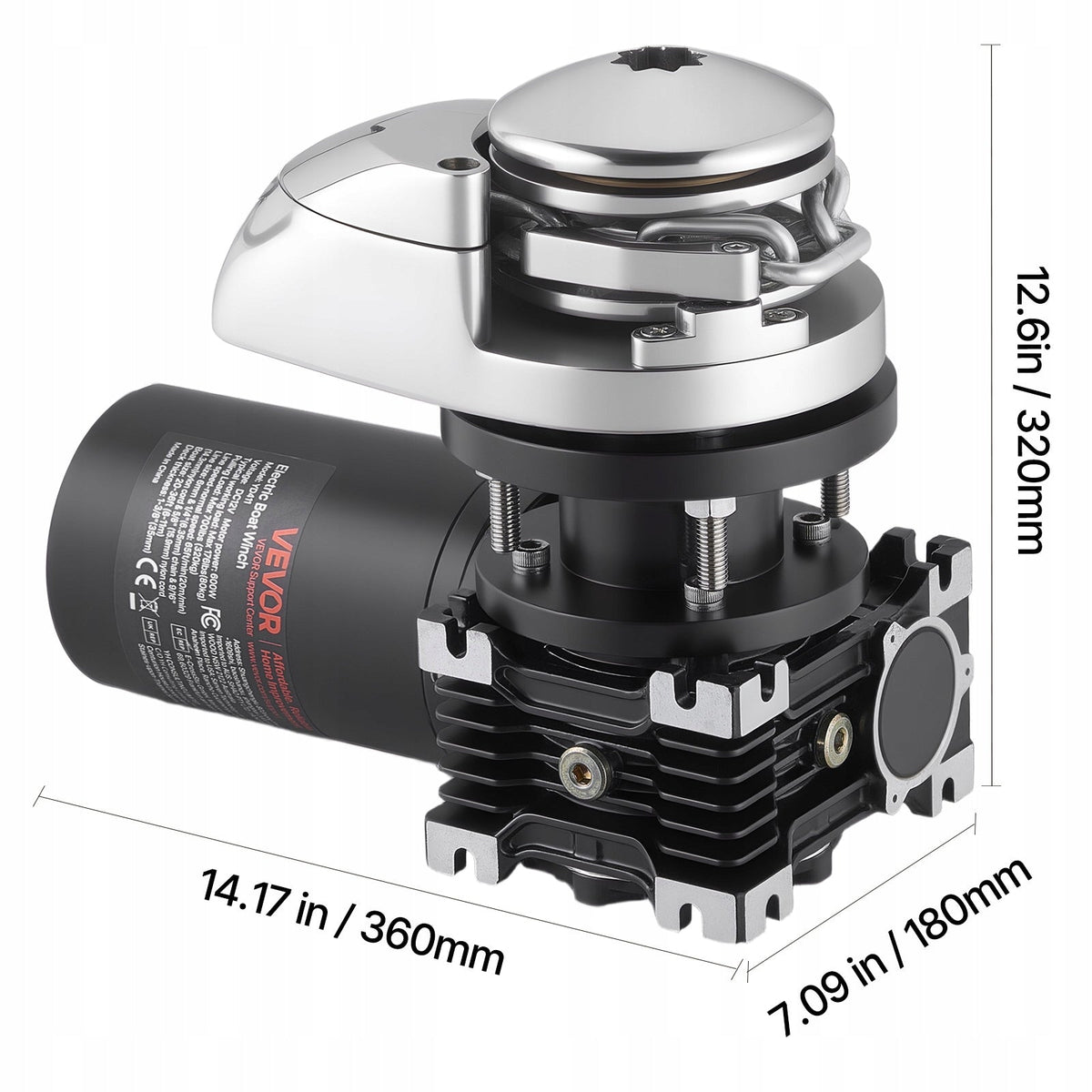 VEVOR 12V 1100W STAINLESS STEEL ELECTRIC ANCHOR WINCH 80KG 320KG