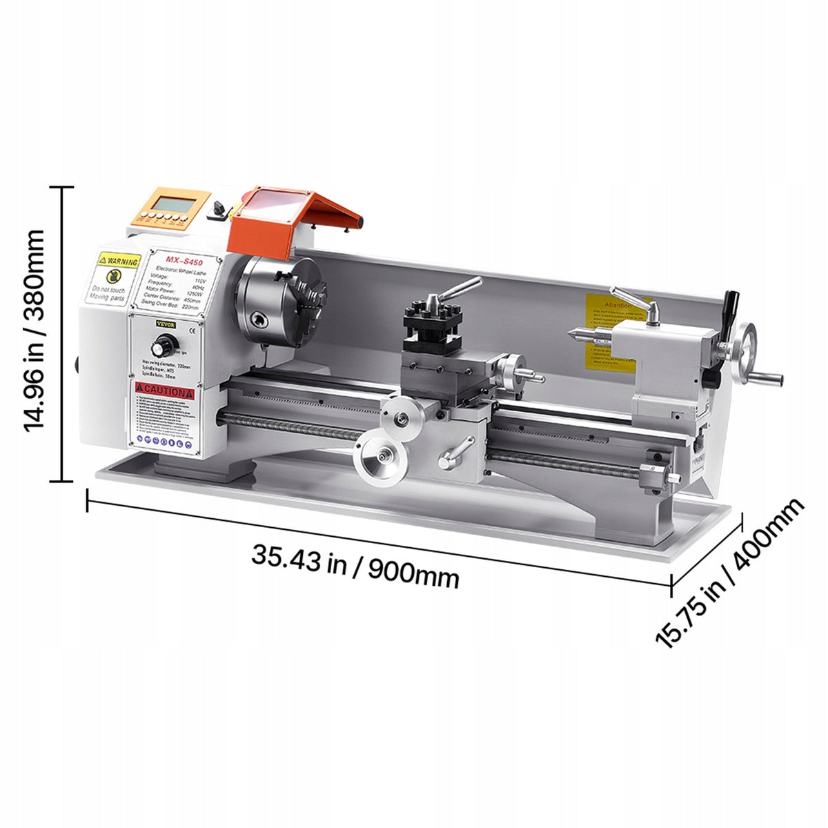 VEVOR METAL LATHE 220X450 MM BENCHTOP WITH AUTOMATIC FEED 1250W