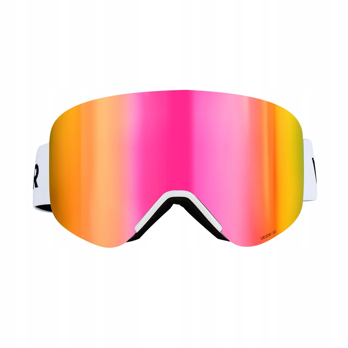 FRAMELESS SKI GOGGLES VEVOR CYLINDRICAL MAGNETIC PINK LENSES