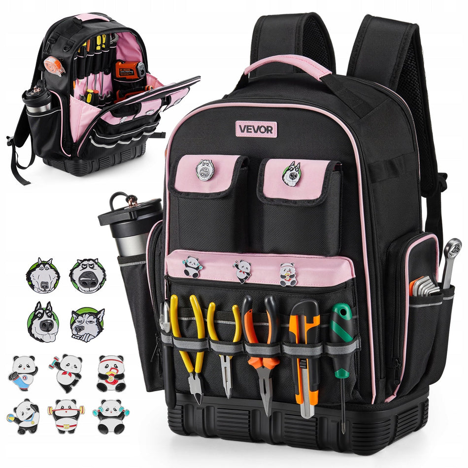 VEVOR TOOL BACKPACK 56 POCKETS PINK TOOL ORGANIZER