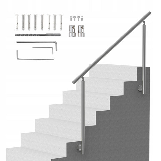VEVOR OUTDOOR STAIR RAILING 150 CM STAINLESS STEEL ADJUSTABLE STRONG