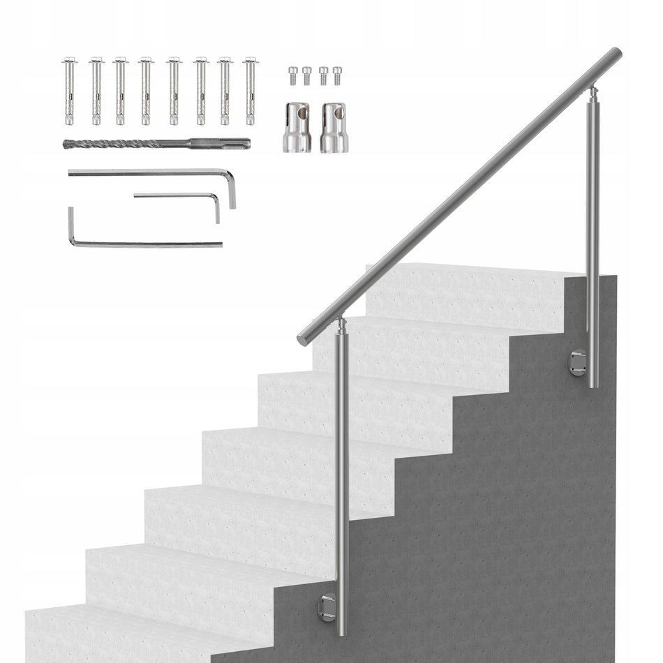 VEVOR OUTDOOR STAIR RAILING 150 CM STAINLESS STEEL ADJUSTABLE STRONG