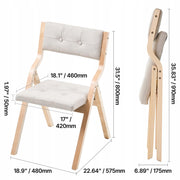 VEVOR FOLDING GARDEN CHAIR WITH CUSHION WOODEN FRAME SET OF 2