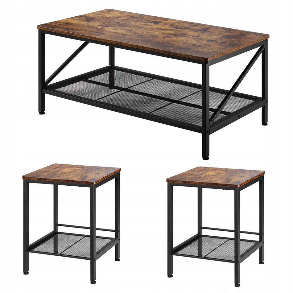 VEVOR COFFEE TABLE SET 3 PIECES 105 CM STRONG INDUSTRIAL