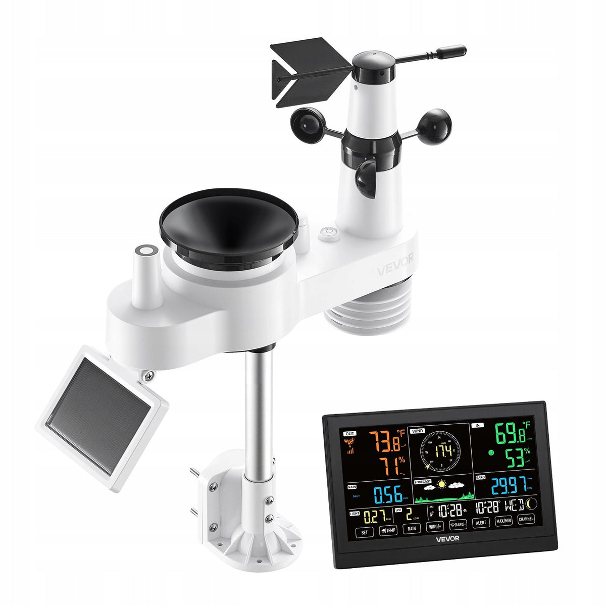 VEVOR 7-in-1 WIRELESS SOLAR WEATHER STATION 7.5 INCH IPX6 POWERFUL