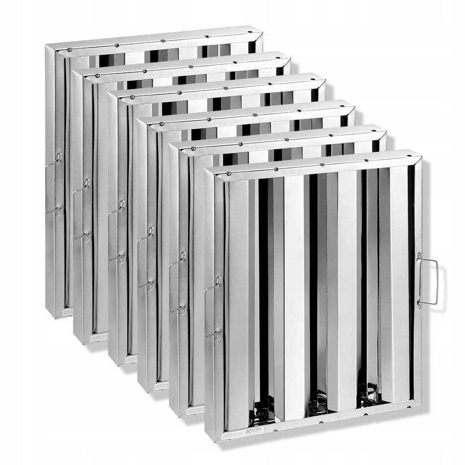 VEVOR KITCHEN HOOD FILTERS 6PCS STAINLESS STEEL 15.5X19.5CM STRONG