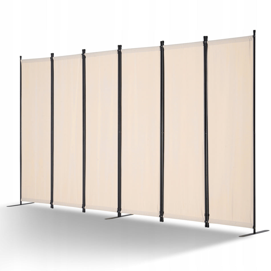 VEVOR 6-PANEL FOLDING ROOM DIVIDER STRONG FRAME BEIGE 3110X1805X450MM