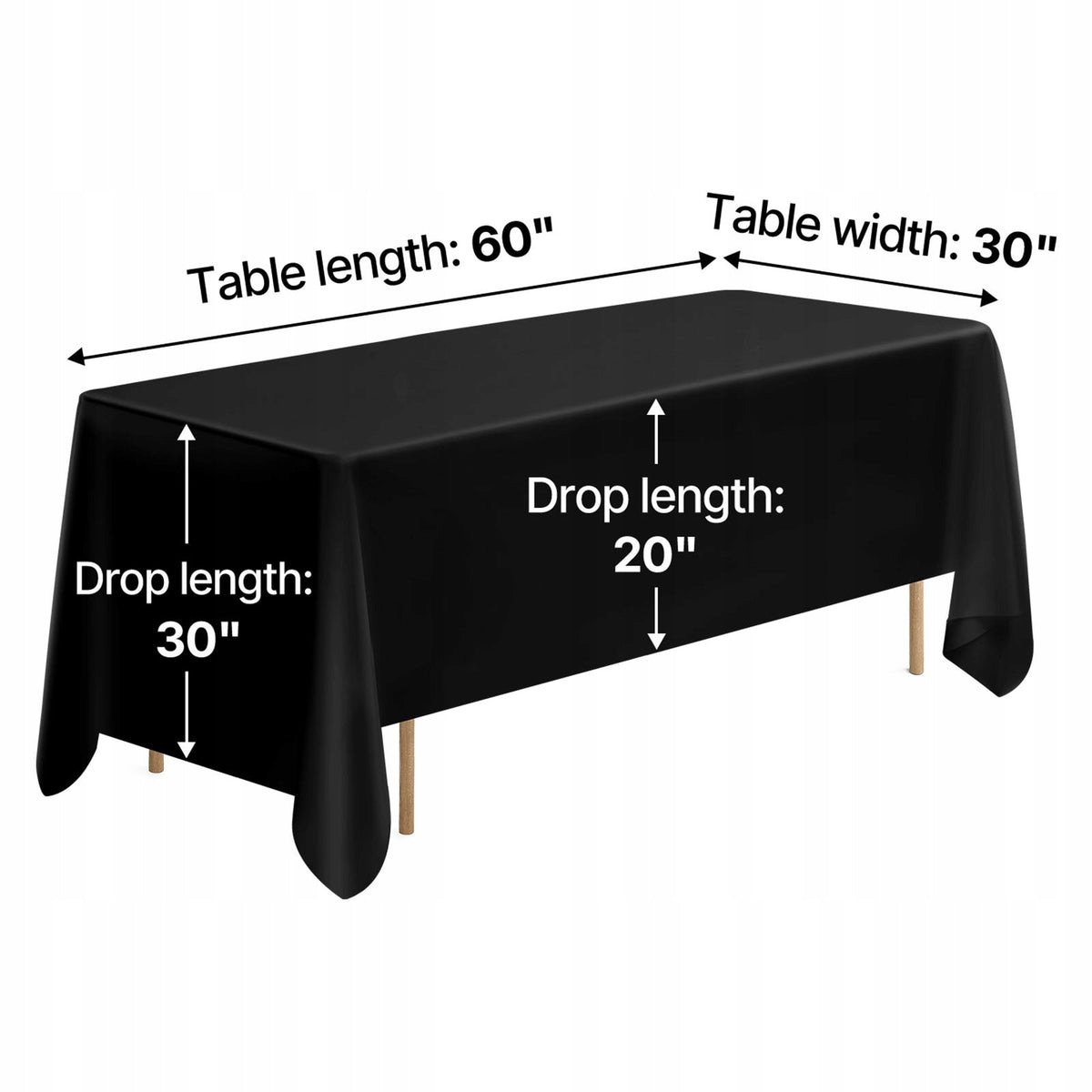 VEVOR 6 PACK TABLECLOTHS 1778X3048MM REUSABLE POLYESTER BLACK