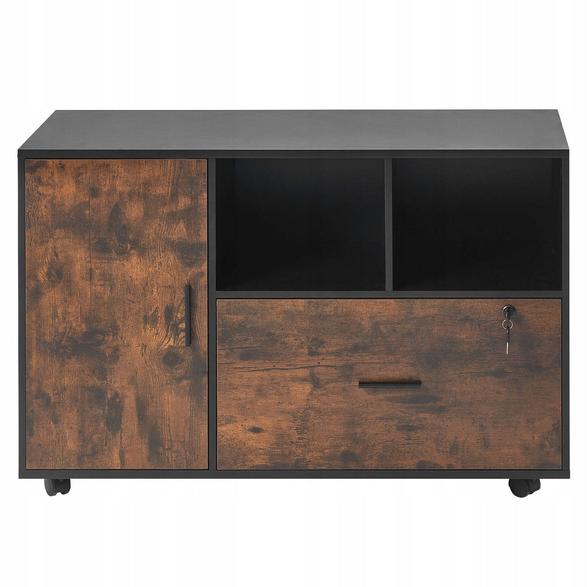 VEVOR WOODEN MOBILE OFFICE FILING CABINET WITH OPEN SHELVES