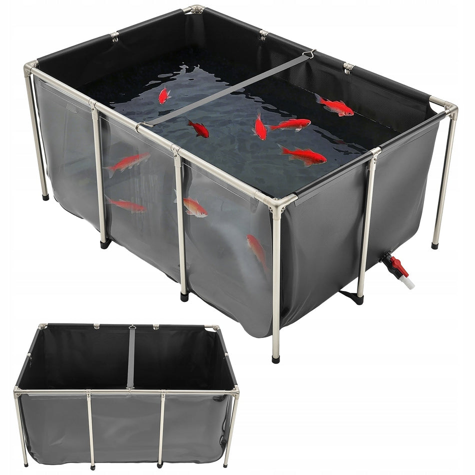 VEVOR PREMIUM 1023L WATER TANK FISH POND PVC STAINLESS STEEL FRAME