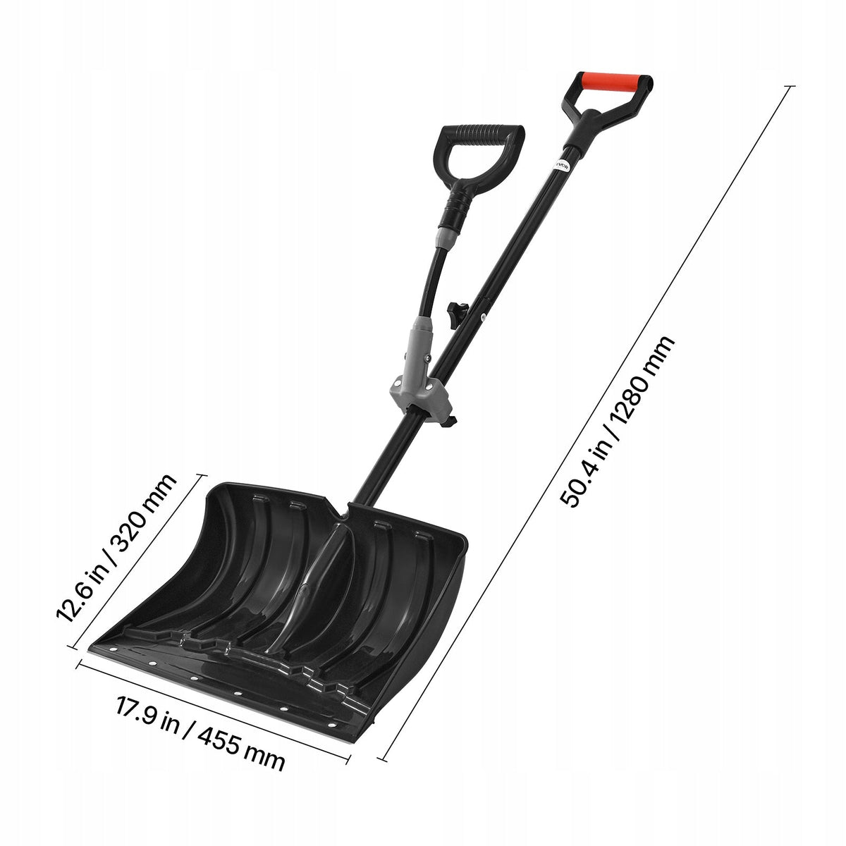 SNOW SHOVEL VEVOR 455X320 MM STRONG PLASTIC ALUMINIUM BLADE D-GRIP HANDLE