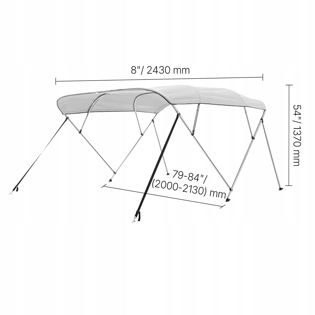 VEVOR BIMINI TOP BOAT COVER 4 ARCHES 600D ALUMINUM WATERPROOF UV