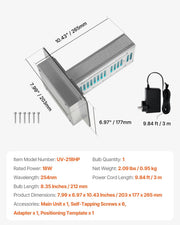 VEVOR HVAC AIR PURIFIER 18W UVC LAMP 254NM FOR AIR CONDITIONING