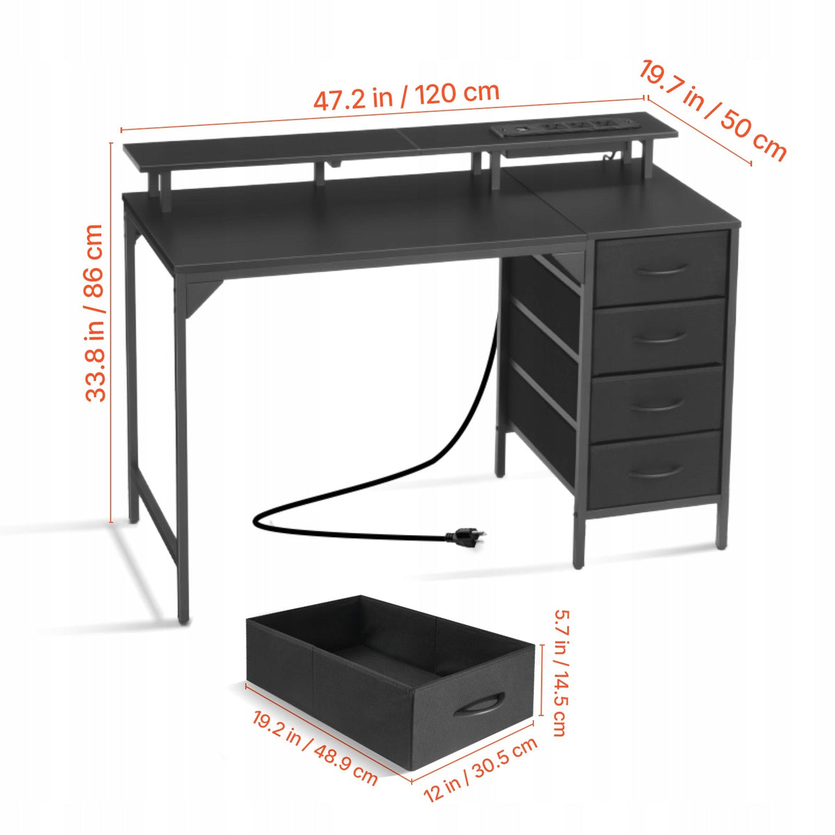 VEVOR COMPUTER DESK WITH SMART LED LIGHTS 120 CM STRONG
