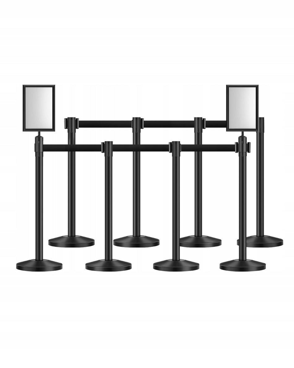 VEVOR 8 PCS RETRACTABLE STANCHIONS WITH BELTS AND STRONG HOOKS