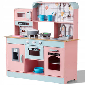 VEVOR WOODEN CHILDREN'S KITCHEN WITH LIGHTS AND SOUNDS 24 ACCESSORIES