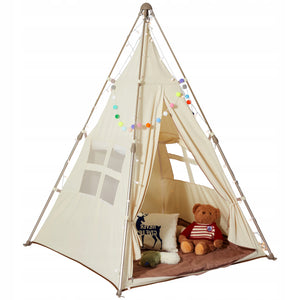 VEVOR CHILDREN'S WIGWAM TEEPEE 1-5 YEARS STRONG BEIGE WITH MAT AND BAG