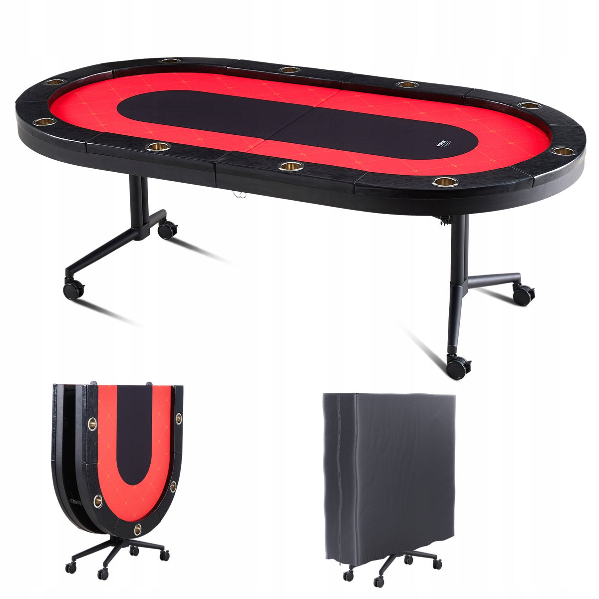 VEVOR PROFESSIONAL FOLDING POKER TABLE 2290X1220X800 MM FOR 10 PLAYERS